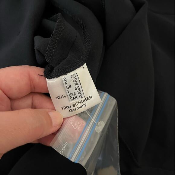 NWT Trixi Schober 100% wool black minimalist office shirt dress 3/4 sleeve sz 10 - Picture 13 of 15